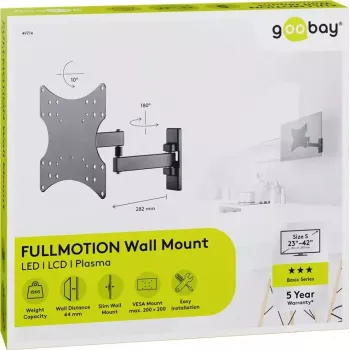 Goobay TV wall mount Basic FULLMOTION (S) 15 kg 23-42 inches