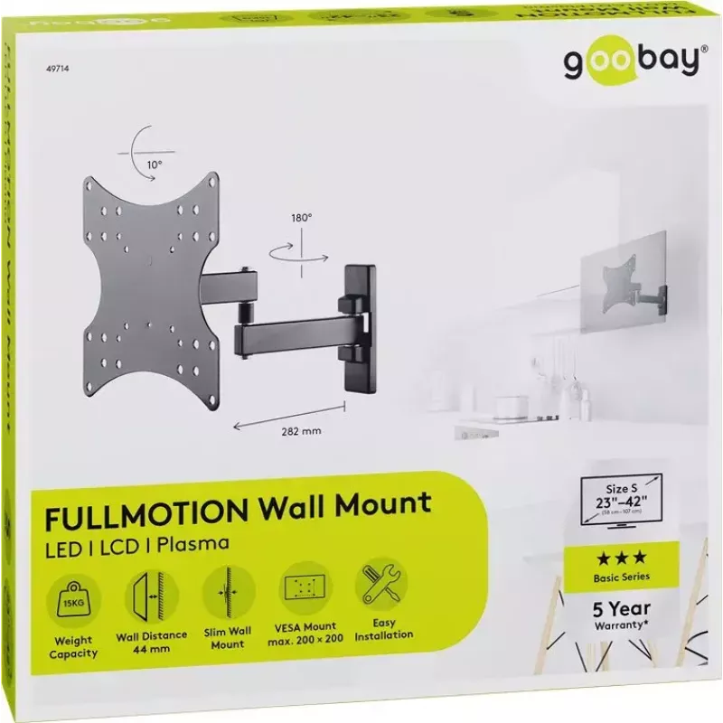 Goobay TV wall mount Basic FULLMOTION (S) 15 kg 23-42 inches