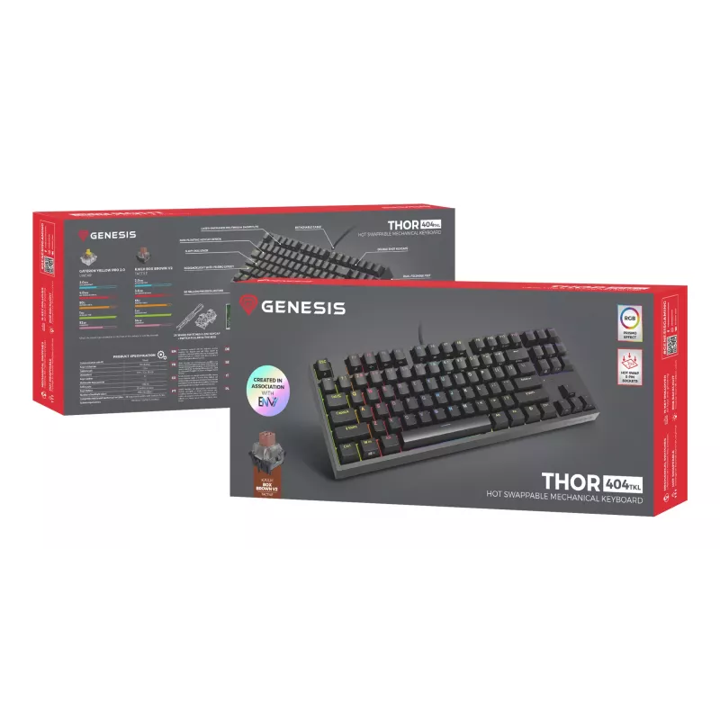 Klawiatura GENESIS Thor 404 TKL do gier Przewodowa USB QWERTY US English Czarna