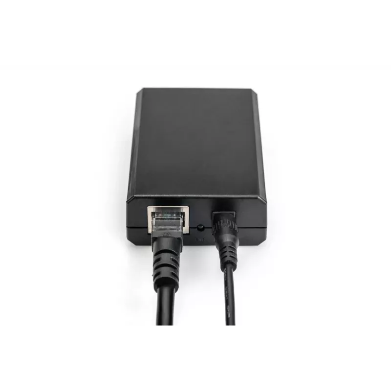 Rozgałęźnik DIGITUS Gigabit PoE+, 10/100/1000 Mbps, 24 W Wejście: 802.3at PoE, Wyjście: 5V/2A, 9V/2A, 12V/2A, obudowa plastikowa, czarny