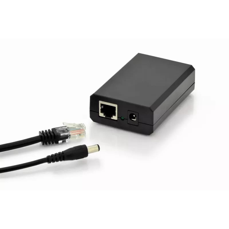 Rozgałęźnik DIGITUS Gigabit PoE+, 10/100/1000 Mbps, 24 W Wejście: 802.3at PoE, Wyjście: 5V/2A, 9V/2A, 12V/2A, obudowa plastikowa, czarny