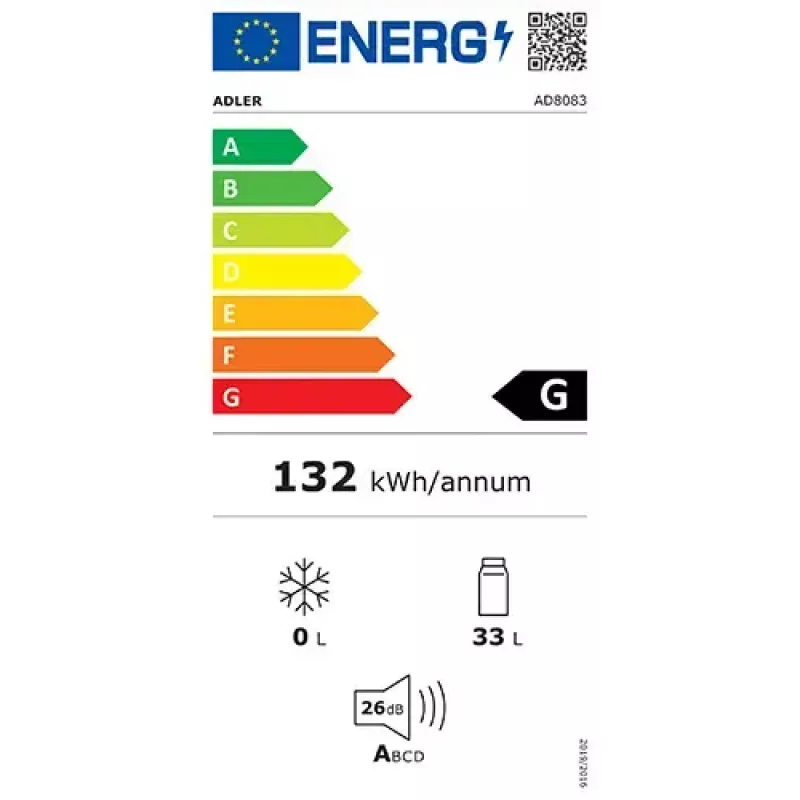 Chłodziarka termoelektryczna do wina Adler AD 8083 — 12 butelek, wolnostojąca, czarna, 33 L, 12–18 °C