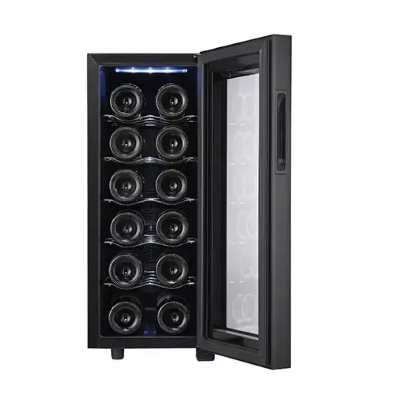 Chłodziarka termoelektryczna do wina Adler AD 8083 — 12 butelek, wolnostojąca, czarna, 33 L, 12–18 °C