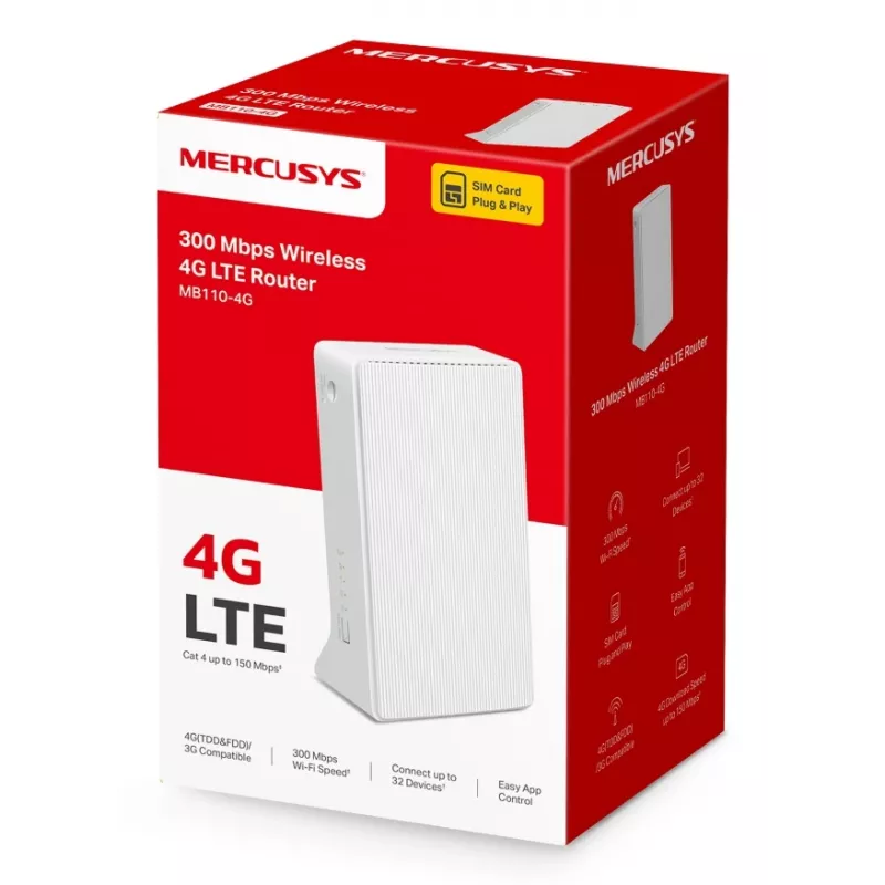 Router bezprzewodowy MERCUSYS Mb110-4g Ethernet Single-band (2,4 GHz) - Biały