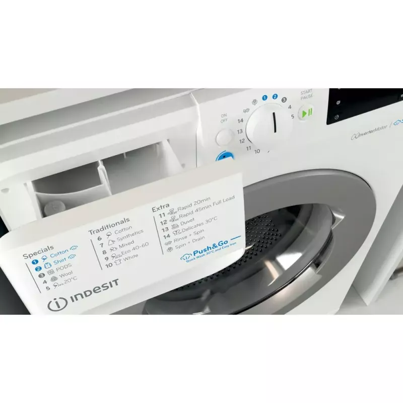 Pralka ładowana od przodu Indesit BWE 91496X WSV EE — 9 kg, 1400 obr./min, klasa energetyczna A, biała