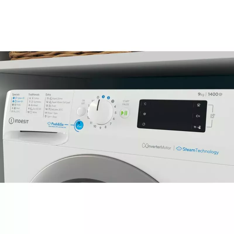 Pralka ładowana od przodu Indesit BWE 91496X WSV EE — 9 kg, 1400 obr./min, klasa energetyczna A, biała