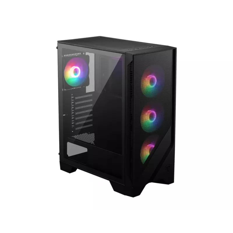 Obudowa PC MSI MAG FORGE 120A AIRFLOW Midi Tower — Czarna, hartowane szkło, mesh, 3×120mm wentylatory z przodu, 2×120mm wentylatory z góry, wsparcie ATX