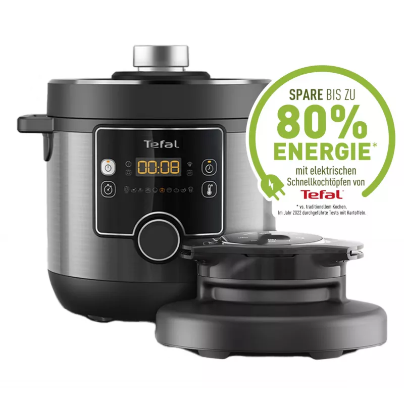 Wielofunkcyjny garnek do gotowania na parze Tefal Turbo Cuisine & Fry CY7788 — 7,6 l, 1200 W, 15 programów, czarny