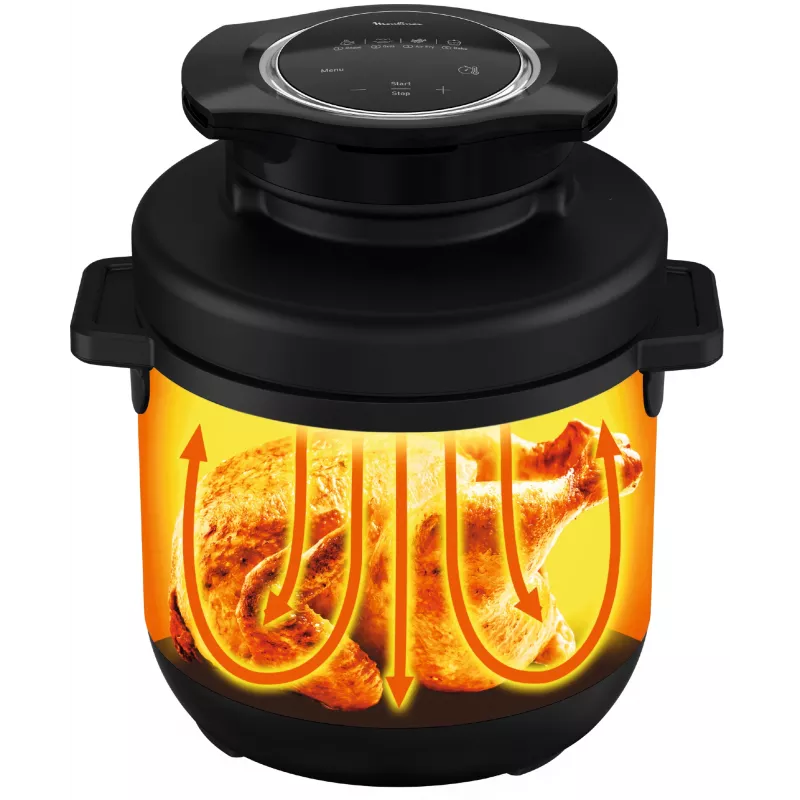 Wielofunkcyjny garnek do gotowania na parze Tefal Turbo Cuisine & Fry CY7788 — 7,6 l, 1200 W, 15 programów, czarny