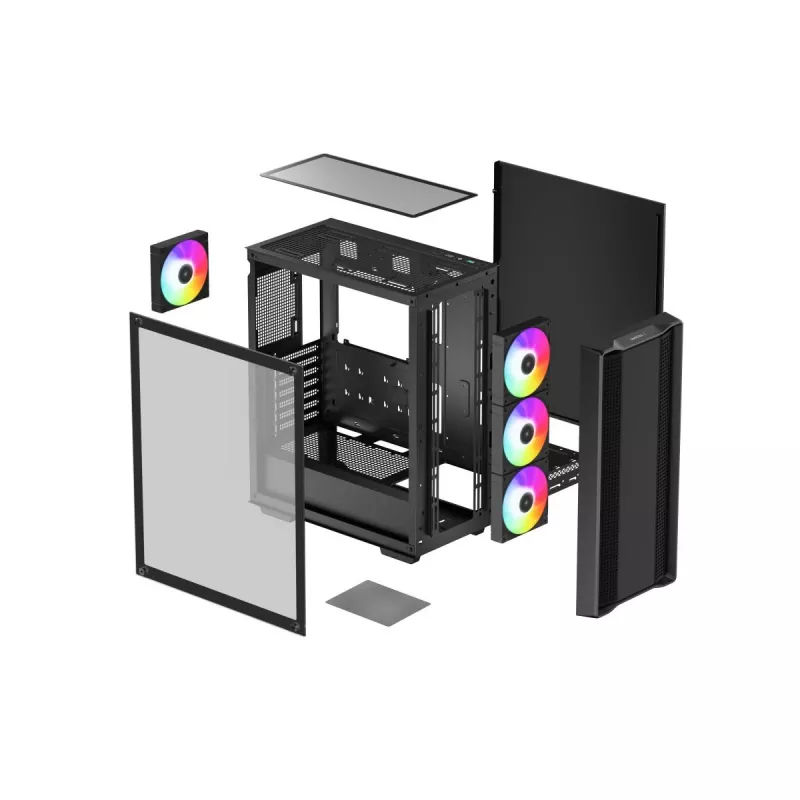 Obudowa PC DeepCool CC560 ARGB V2 Midi Tower Czarna — ATX/Micro‑ATX/Mini‑ITX, hartowane szkło, aRGB, obsługuje GPU do 370 mm