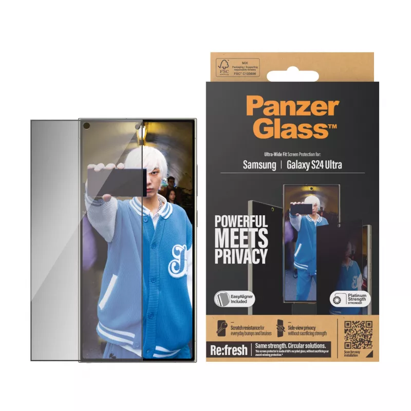 PanzerGlass ® Osłona ekranu prywatności Samsung Galaxy S24 Ultra | Ultra-szerokie dopasowanie z EasyAligner