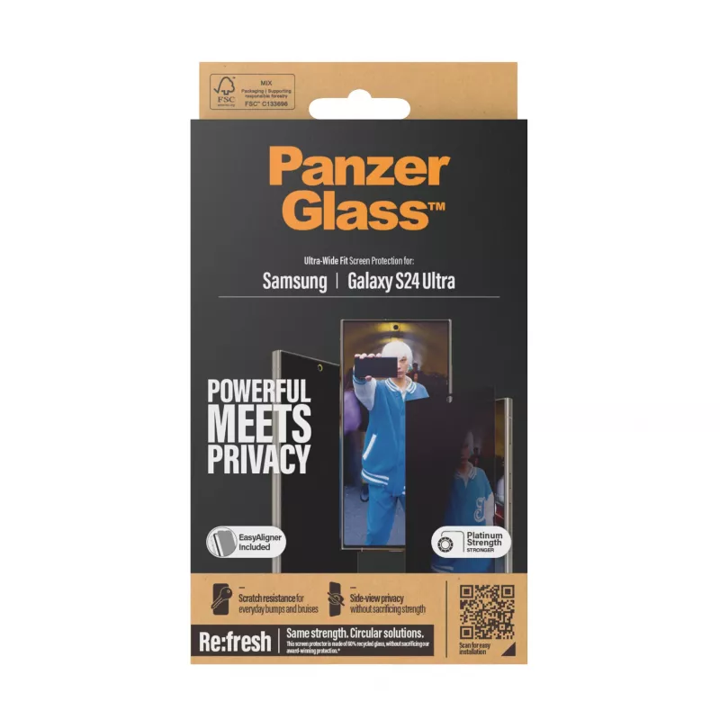 PanzerGlass ® Osłona ekranu prywatności Samsung Galaxy S24 Ultra | Ultra-szerokie dopasowanie z EasyAligner