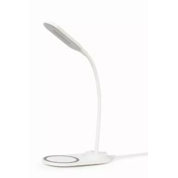 Lampa biurkowa GEMBIRD z ładowarką bezprzewodową, biała