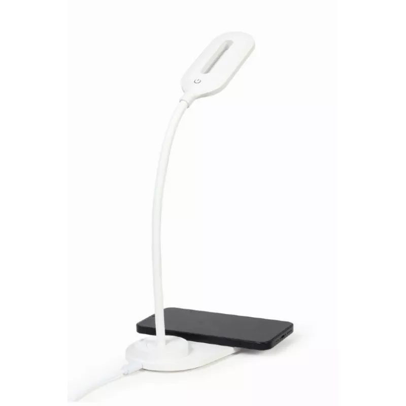 Lampa biurkowa GEMBIRD z ładowarką bezprzewodową, biała