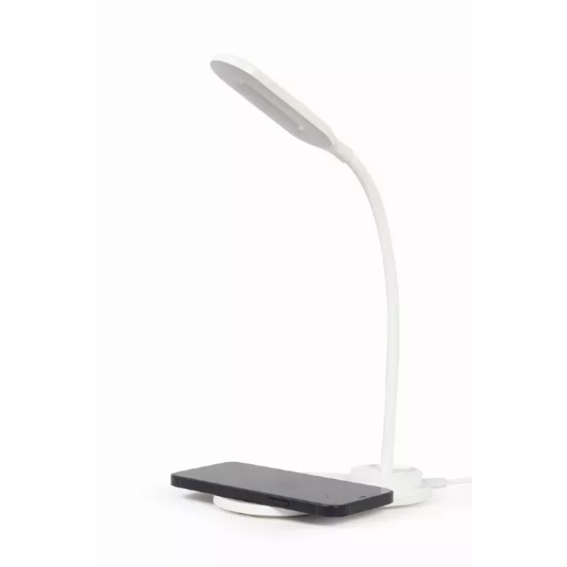 Lampa biurkowa GEMBIRD z ładowarką bezprzewodową, biała