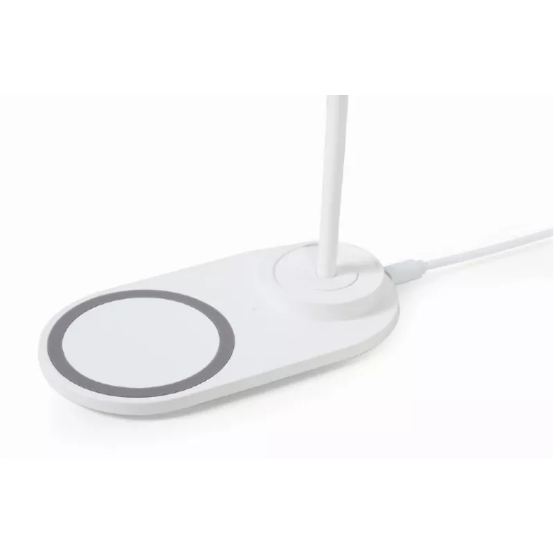 Lampa biurkowa GEMBIRD z ładowarką bezprzewodową, biała