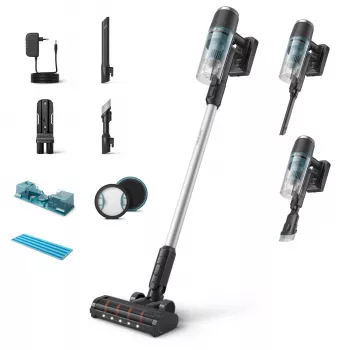 Odkurzacz bezprzewodowy Philips 3000 Series XC3133/01, bezworkowy, 25,2 V Li‑ion, separacja cyklonowa, szczotka turbo, mini szczotka, czarno-niebieski
