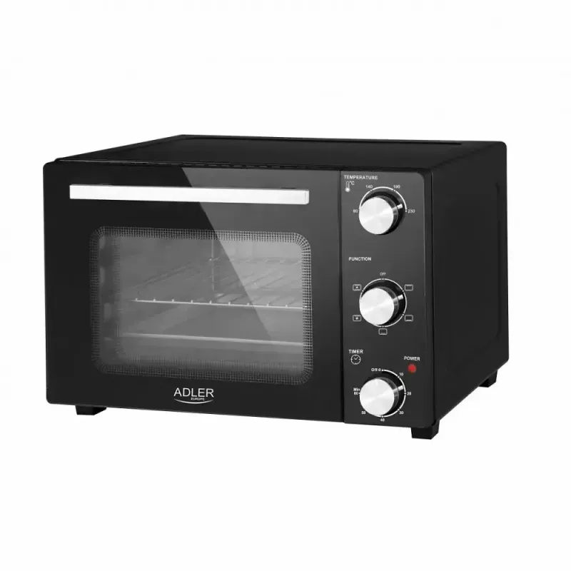 Elektryczny piekarnik stołowy Adler AD 6024 — kompaktowa pojemność 22 l, 1300 W, czarny