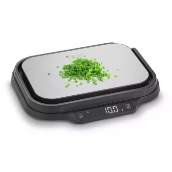 Waga kuchenna Caso KitchenDuo 03291 — cyfrowa waga kuchenna, stal nierdzewna i czarna, wyświetlacz LED, pojemność 5 kg, funkcja tarowania