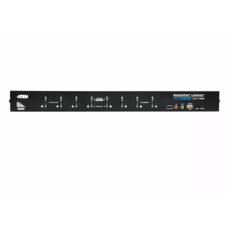 Przełącznik KVM ATEN 8-portowy USB DVI z audio, 2048 x 1536 pikseli, QXGA, 4,53 W, czarny