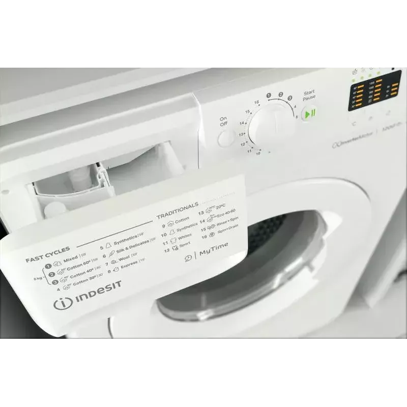 Pralka ładowana od przodu INDESIT MTWSA 61294 W EE, 6 kg, silnik inwerterowy, klasa energetyczna C