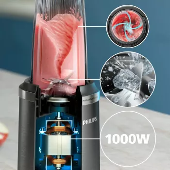 Blender stołowy Philips 5000 series HR2766/00 — 1000 W, miska 0,7 L, rozdrabniacz 0,3 L, czarny/stal nierdzewna