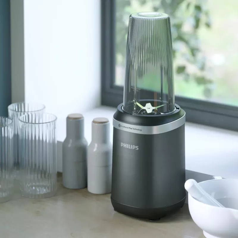 Blender stołowy Philips 5000 series HR2766/00 — 1000 W, miska 0,7 L, rozdrabniacz 0,3 L, czarny/stal nierdzewna