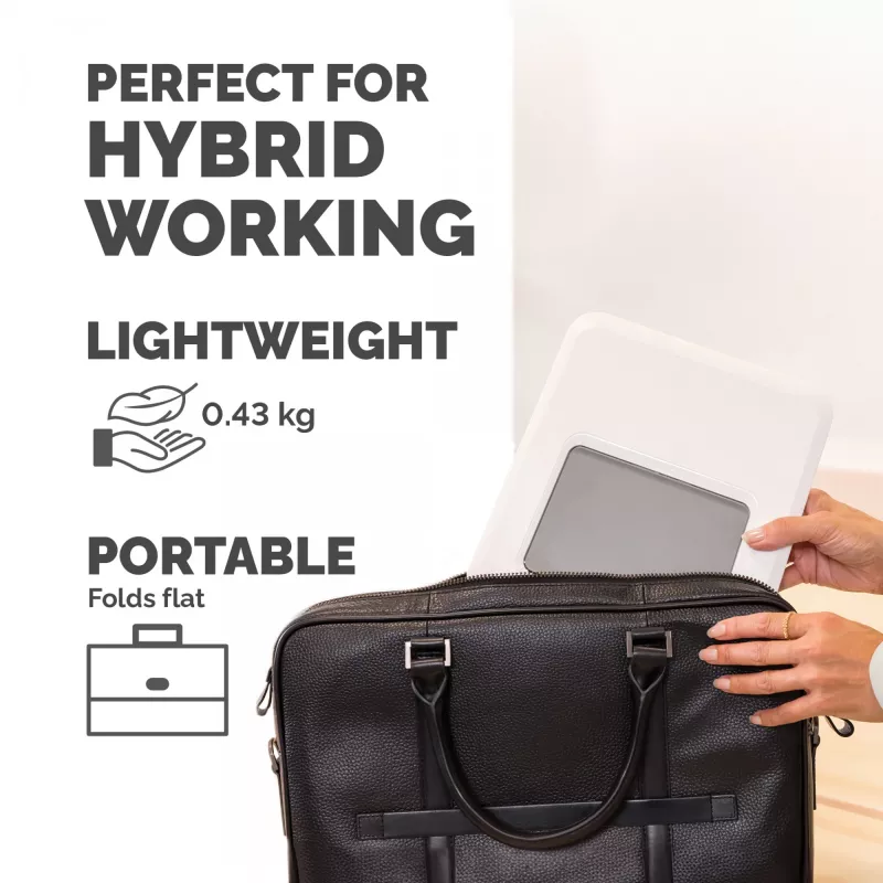 Stojak pod laptopa Fellowes Breyta – Regulowana podkładka pod laptopa do domu i biura – Przenośny stojak z 12-stopniową regulacją wysokości – Maks. rozmiar laptopa 14 cali, maks. waga 4 kg – Biały