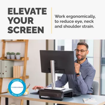 Fellowes podstawka pod monitor komputerowy z 3 poziomami regulacji wysokości - Breyta podstawa pod monitor z zarządzaniem kablami - ergonomiczna regulowana podstawka pod monitor do komputerów - maks. obciążenie 15 kg - czarna