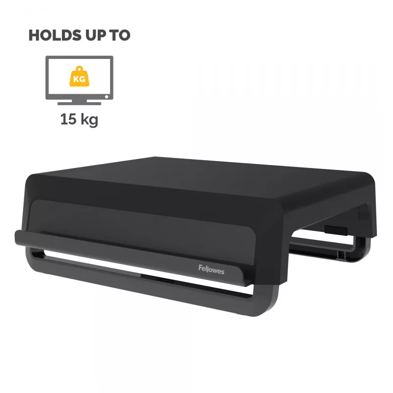 Fellowes podstawka pod monitor komputerowy z 3 poziomami regulacji wysokości - Breyta podstawa pod monitor z zarządzaniem kablami - ergonomiczna regulowana podstawka pod monitor do komputerów - maks. obciążenie 15 kg - czarna