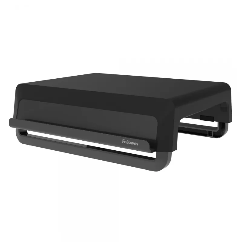 Fellowes podstawka pod monitor komputerowy z 3 poziomami regulacji wysokości - Breyta podstawa pod monitor z zarządzaniem kablami - ergonomiczna regulowana podstawka pod monitor do komputerów - maks. obciążenie 15 kg - czarna