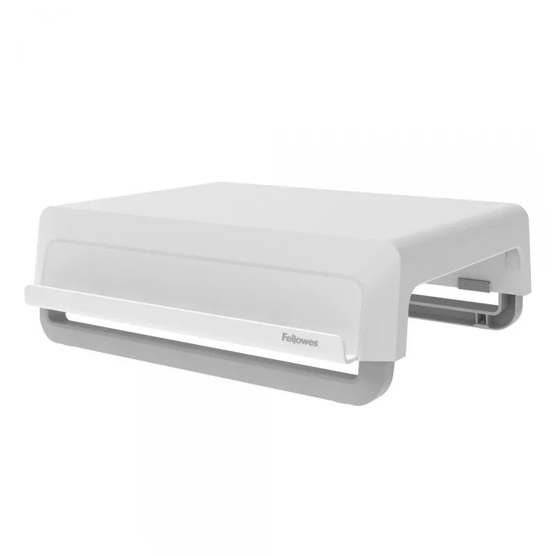 Podstawka pod monitor Fellowes z 3-stopniową regulacją wysokości - Breyta podstawa pod monitor z zarządzaniem kablami - ergonomiczna regulowana podstawka pod monitor do komputerów - maks. waga 15 kg - biała