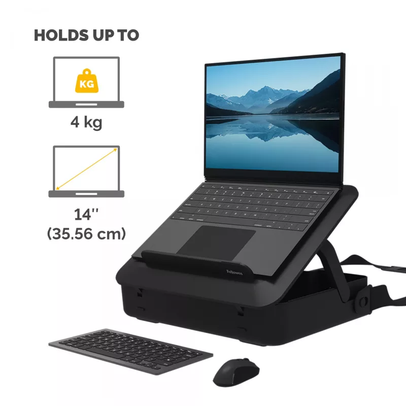 Fellowes Laptop Carry Case with Built-in Laptop Stand - Breyta Lockable Laptop Carry Case for Hybrid Working & Laptops Up To 14 inch/4KG - Czarny