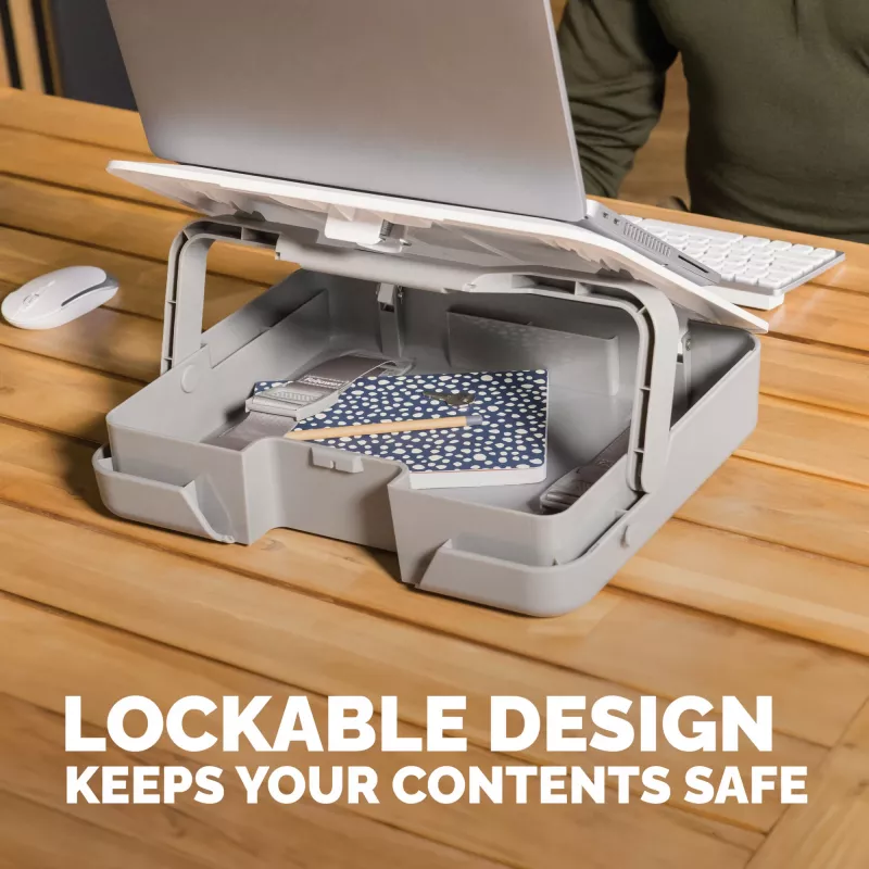 Etui na laptopa Fellowes z wbudowaną podstawką - Breyta Zamykane etui na laptopa do pracy hybrydowej i laptopów do 14 cali/4 kg - Białe
