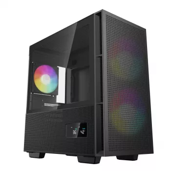 Obudowa PC DeepCool CH360 DIGITAL Micro Tower, hartowane szkło, microATX/Mini-ITX, przód 2x140mm, wbudowany wyświetlacz, USB-C