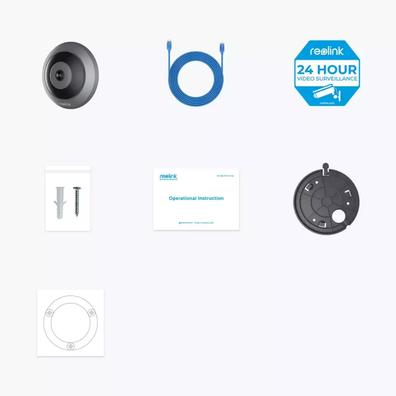 Kamera IP Reolink Fisheye P520 6MP kopułkowa, 2560×2560, 180° rybie oko, PoE/DC, microSD do 256 GB