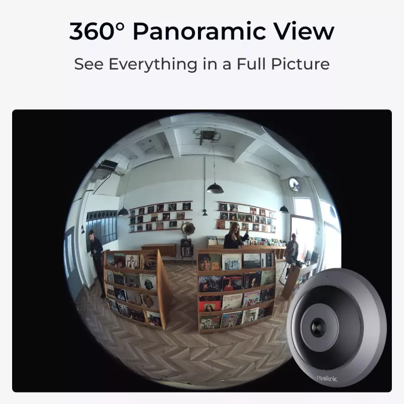 Kamera IP Reolink Fisheye P520 6MP kopułkowa, 2560×2560, 180° rybie oko, PoE/DC, microSD do 256 GB