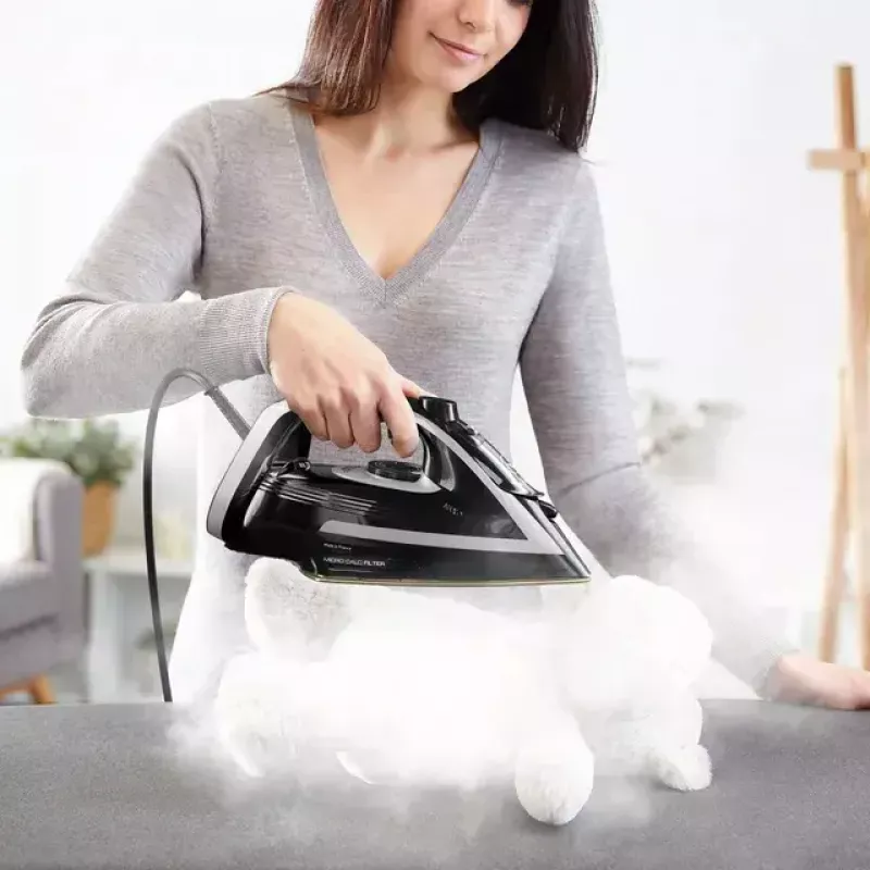 Tefal Puregliss FV8062E0 żelazko suche i parowe, stopa Durilium AirGlide Autoclean, 3000 W, czarno-szare