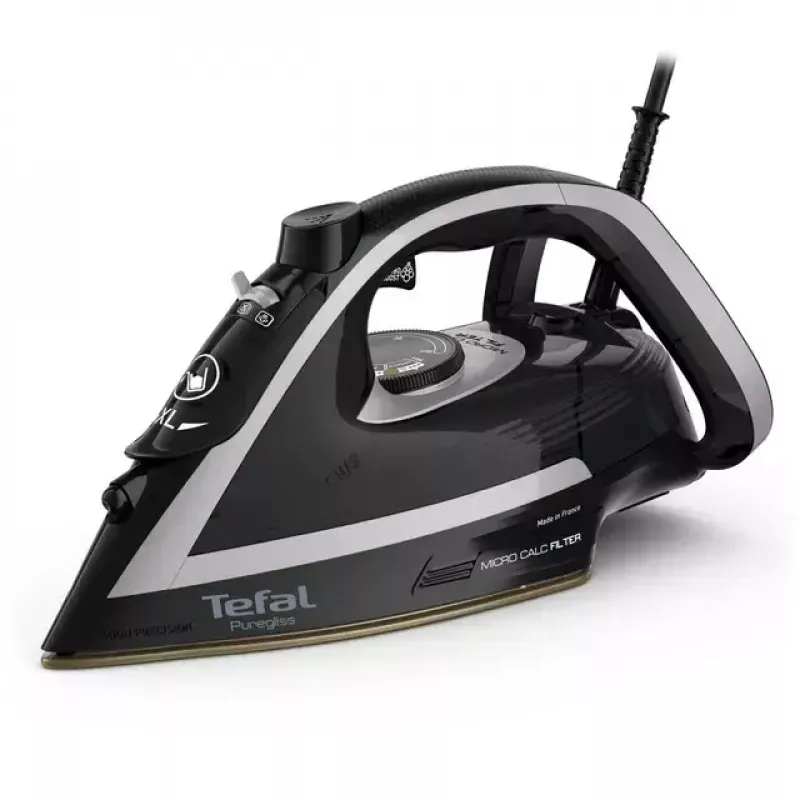 Tefal Puregliss FV8062E0 żelazko suche i parowe, stopa Durilium AirGlide Autoclean, 3000 W, czarno-szare
