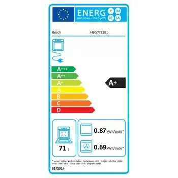 Piekarnik do zabudowy Bosch Serie 8 HBG7721B1 — elektryczny, 71 l, czyszczenie pirolityczne, sterowanie dotykowe, Wi‑Fi, lampa halogenowa, czarny