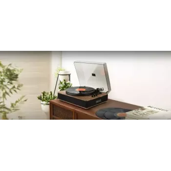 Gramofon audio Muse MT-107 BTO — automatyczny odtwarzacz płyt winylowych z 2 głośnikami, 33/45 RPM, 10 W RMS, gniazdo słuchawkowe 2,5 mm