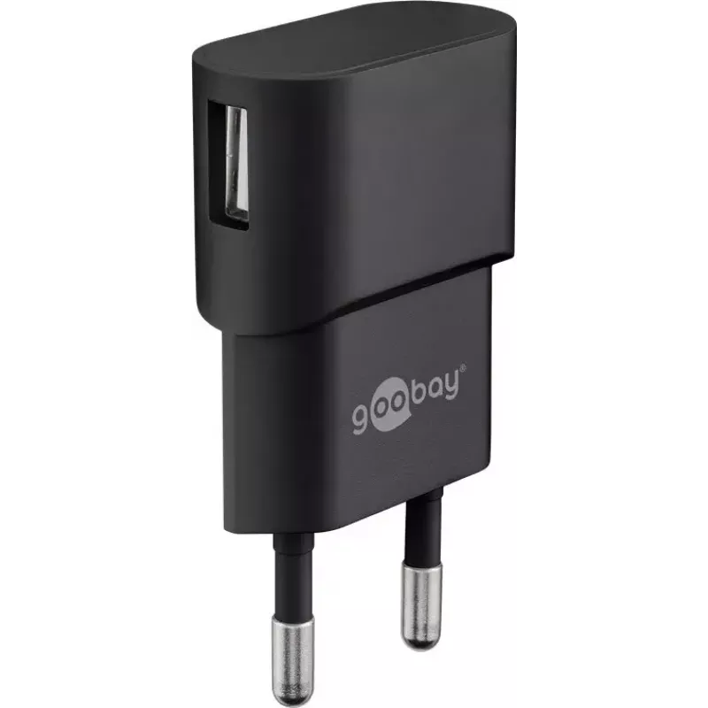 Ładowarka sieciowa GOOBAY 45298 – uniwersalna USB 5V 1m, AC 100–240V, 5 W, czarna