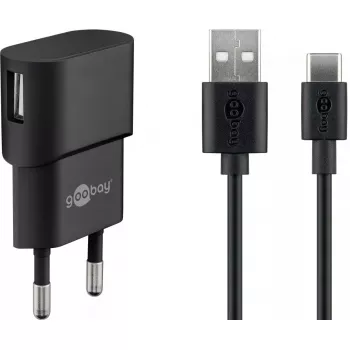 Ładowarka sieciowa GOOBAY 45298 – uniwersalna USB 5V 1m, AC 100–240V, 5 W, czarna