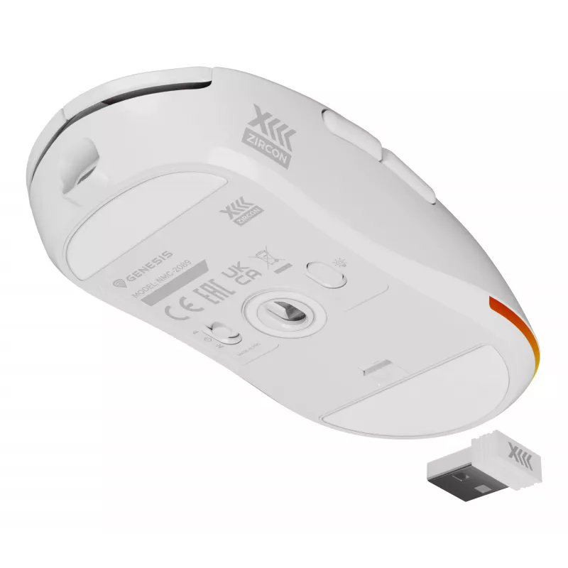 Mysz gamingowa GENESIS Zircon XIII, ambidekstralna, RF Wireless + USB Type-C, optyczna, 26000 DPI
