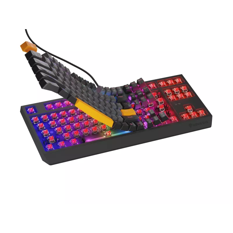 Klawiatura gamingowa GENESIS Thor 230 TKL USB + RF Wireless + Bluetooth QWERTY Czarny, Szary, Pomarańczowy
