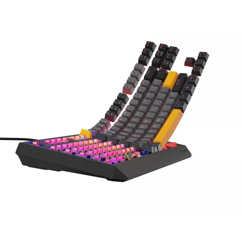 Klawiatura gamingowa GENESIS Thor 230 TKL USB + RF Wireless + Bluetooth QWERTY Czarny, Szary, Pomarańczowy