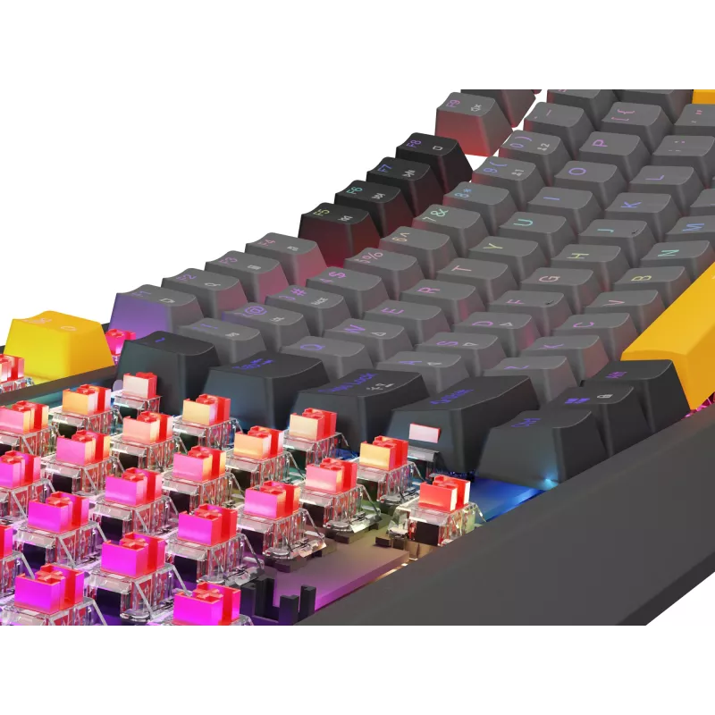 Klawiatura gamingowa GENESIS Thor 230 TKL USB + RF Wireless + Bluetooth QWERTY Czarny, Szary, Pomarańczowy