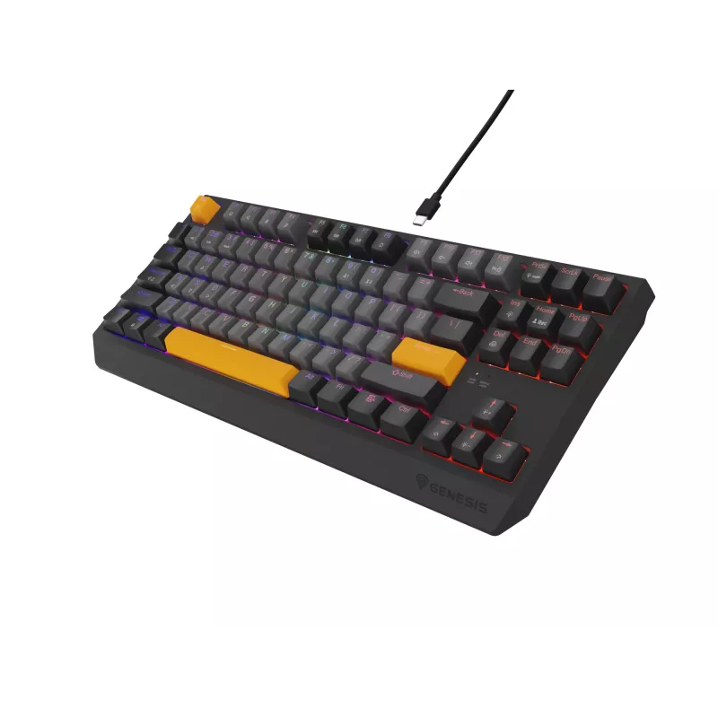 Klawiatura gamingowa GENESIS Thor 230 TKL USB + RF Wireless + Bluetooth QWERTY Czarny, Szary, Pomarańczowy