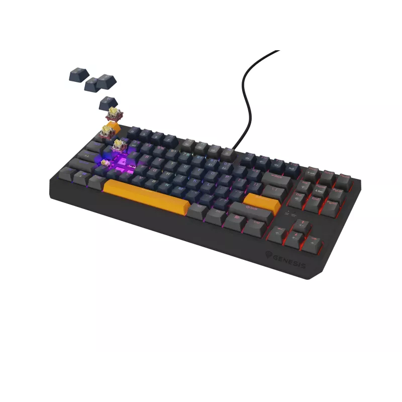 Klawiatura gamingowa GENESIS THOR 230 TKL USB + RF Wireless + Bluetooth QWERTY Czarny, Niebieski, Szary, Pomarańczowy
