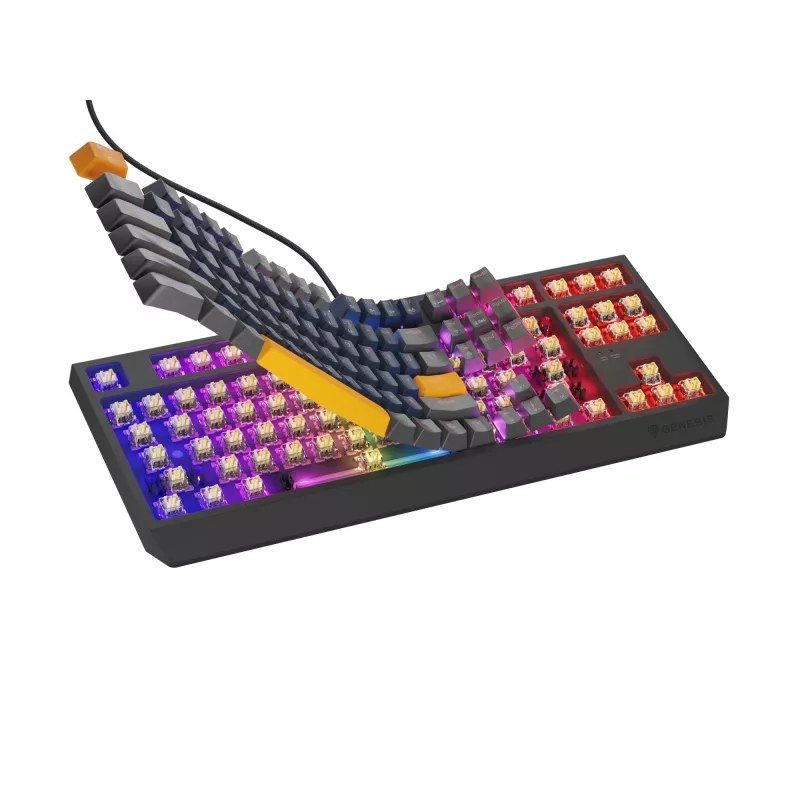 Klawiatura gamingowa GENESIS THOR 230 TKL USB + RF Wireless + Bluetooth QWERTY Czarny, Niebieski, Szary, Pomarańczowy